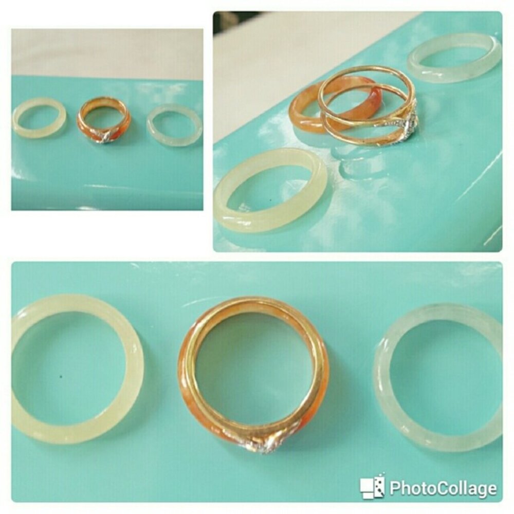 3 Genuine Multicolor Jade Interchangeable Ring Set - image 2